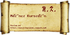 Müncz Kurszán névjegykártya